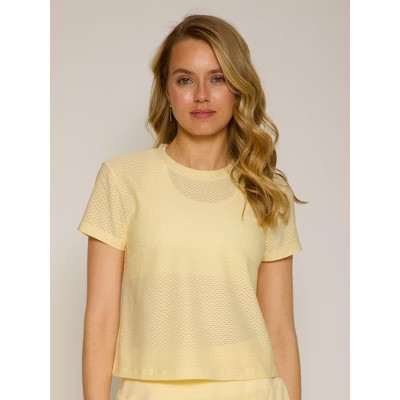 Danielle K. Open Back Short Sleeve Honey Tee in Yellow S | Target