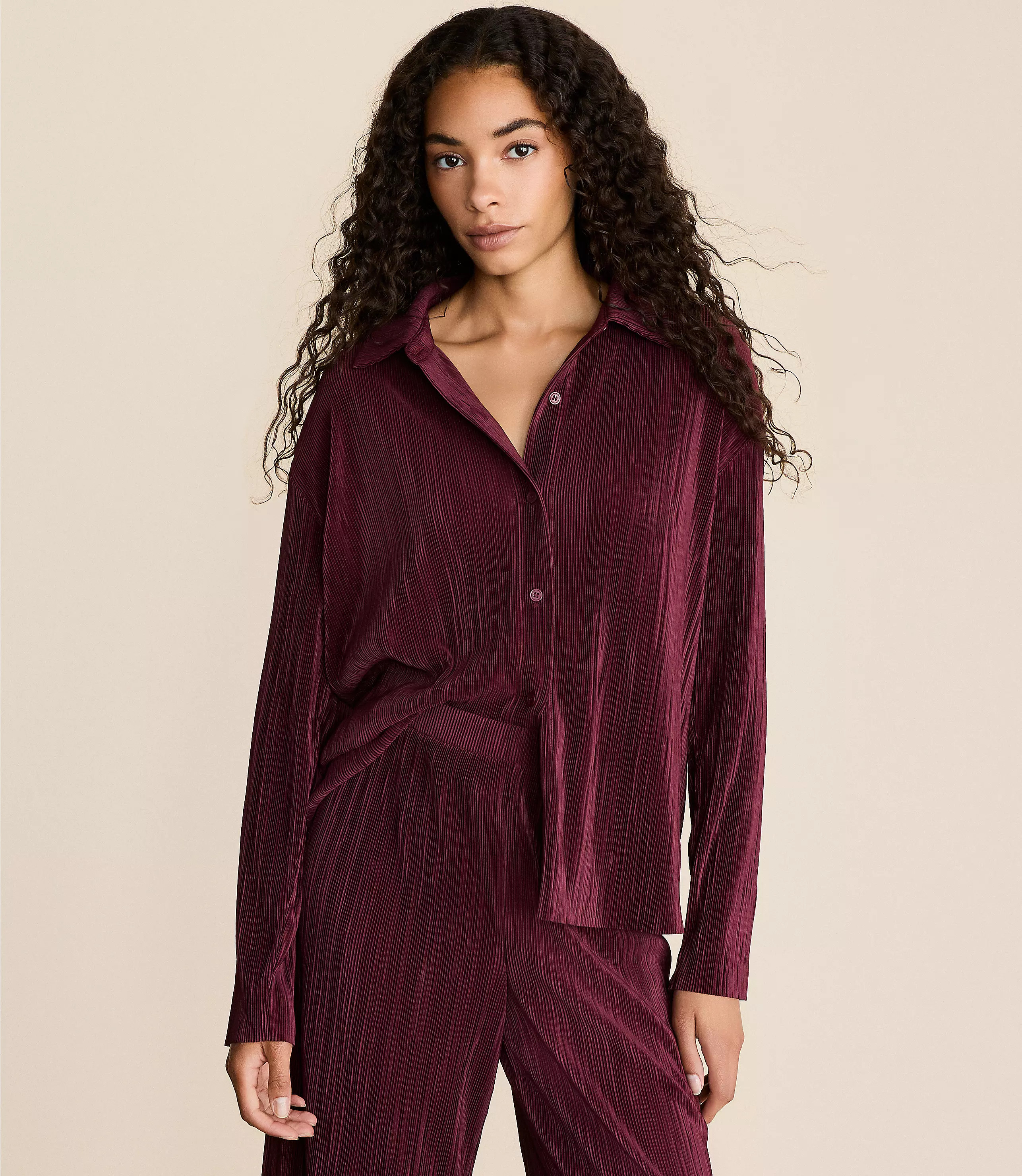 Lou & Grey Pleated Button Down Top | LOFT