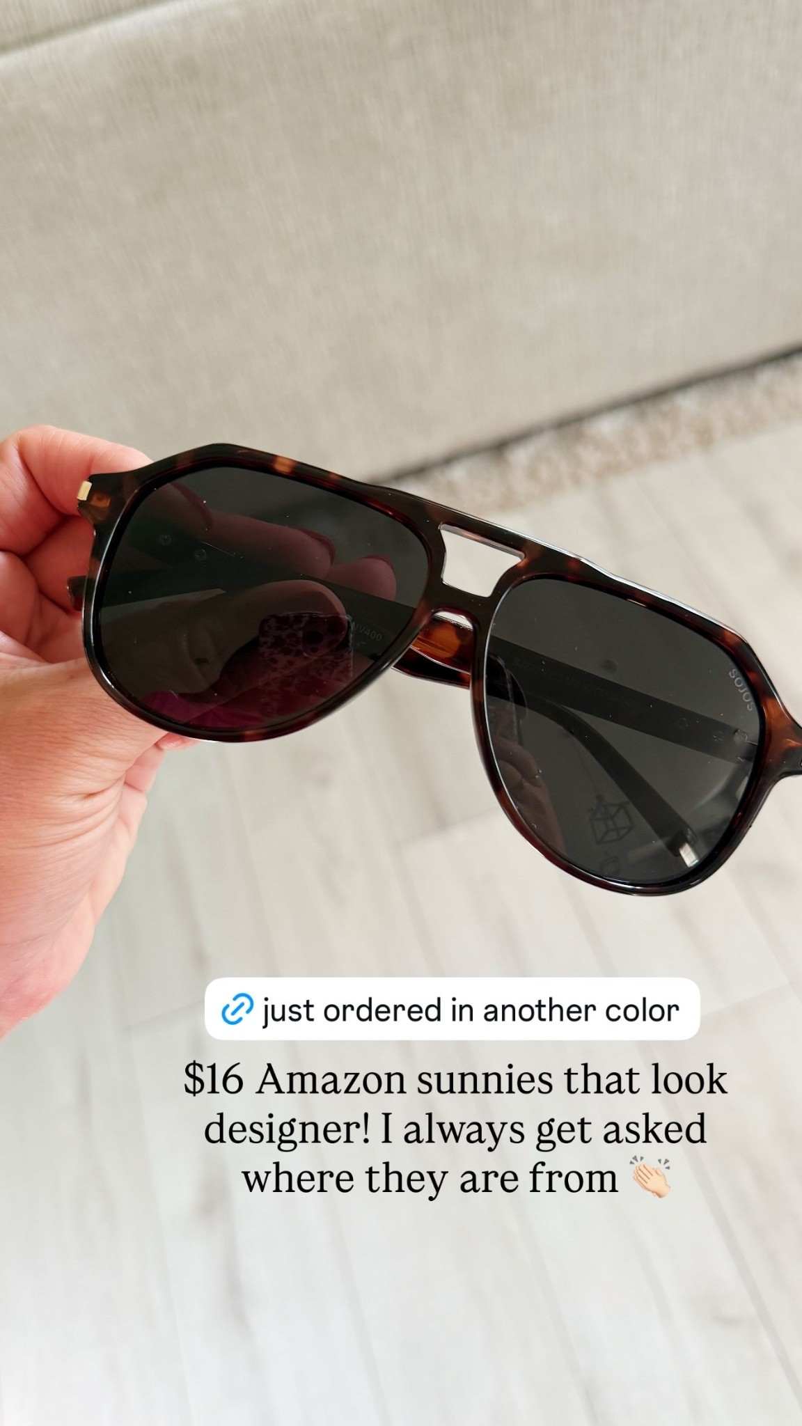 $16 Amazon sunnies that look designer! I always get asked where they are from 👏🏻