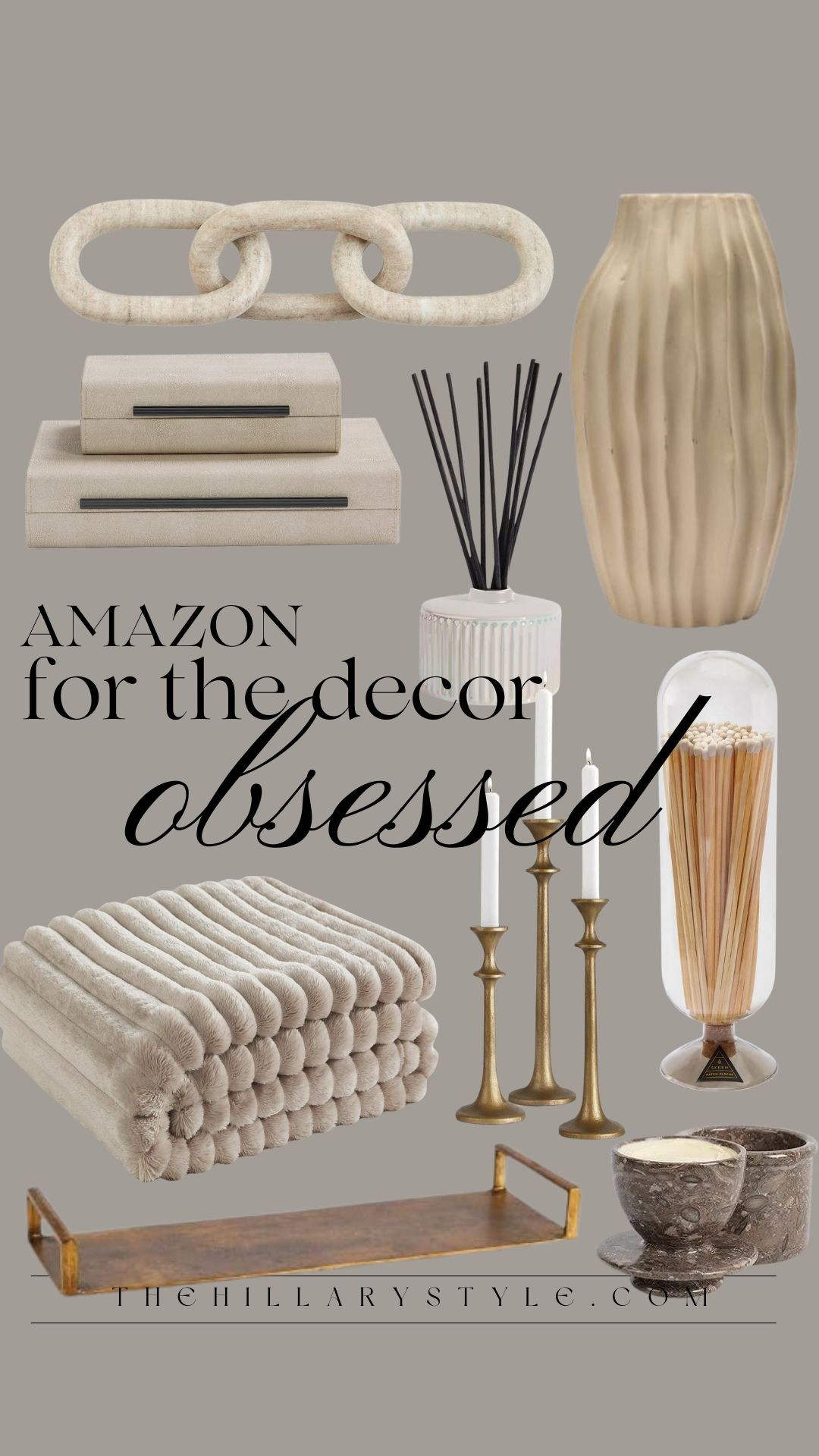 Amazon Gift Guide for the Decor Obsessed 

Amazon home, home decor, home finds, gift guide, decorative objects, vases, decorative boxes, throw blanket, candle stick holders, Amazon finds, Amazon must haves  

 #LTKGiftGuide #LTKHoliday #LTKHome