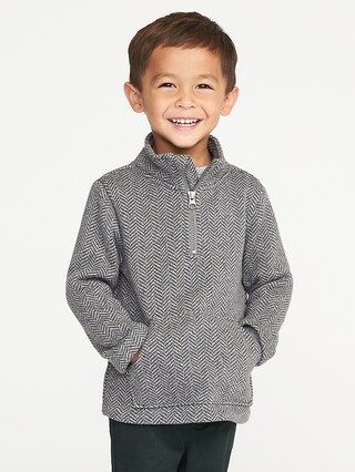 Old Navy Baby Mock-Neck 1/4-Zip Pullover For Toddler Boys Gray Print Size 12-18 M | Old Navy US