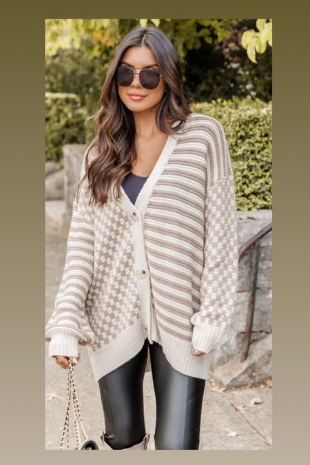 Stripe and checkered cardigan 
Neutral cardigan 
Fall sweater 

#LTKunder100 #LTKunder50 #LTKstyletip
