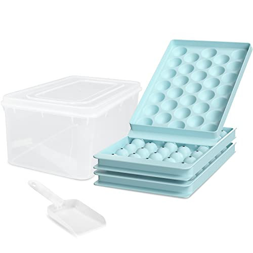 Round Ice Cube Trays for Freezer with Cover & Bin, Small Circle Ice Ball Maker Mold, Ice Tray for Cocktail & Whiskey (3 Sphere Trays & 1 Container & 1 Scoop) | Amazon (US)