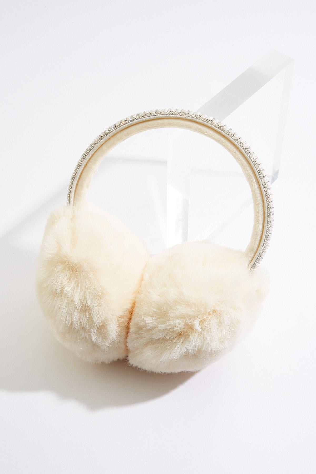 Pearl Rhinestone Faux Fur Earmuffs | Cato Fashions