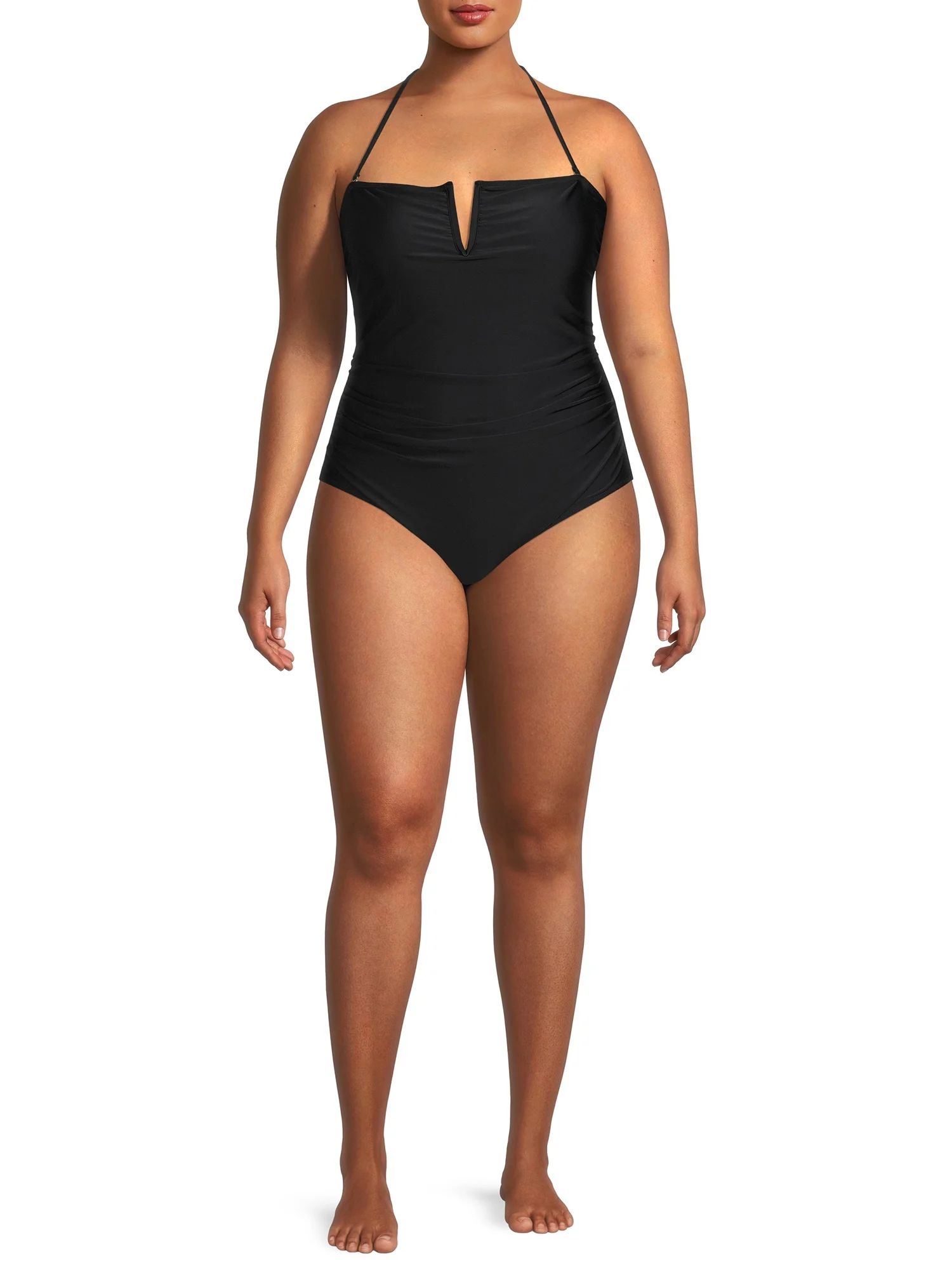 Catherine Malandrino Women's Plus Size V-Neck Convertible Strap One-Piece Swimsuit | Walmart (US)