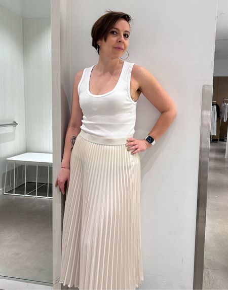 Pleated skirts for the win. Now I need to find a flattering top 😅 
What would you wear with this skirt? 

#LTKover40 #LTKstyletip #LTKfindsunder50
