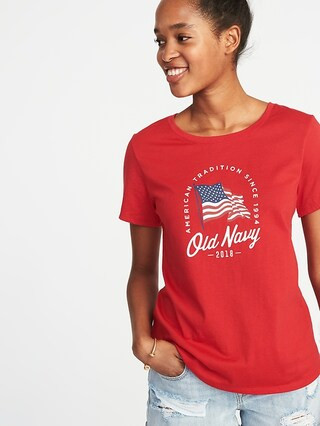 Old Navy Womens Relaxed 2018 Flag-Graphic Tee For Women Red Size L | Old Navy US