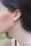 Silver Hoop Earrings, Medium Large Boho Hoops, Thin Sterling Silver Hoops Jewelry, Simple Minimalist | Amazon (US)