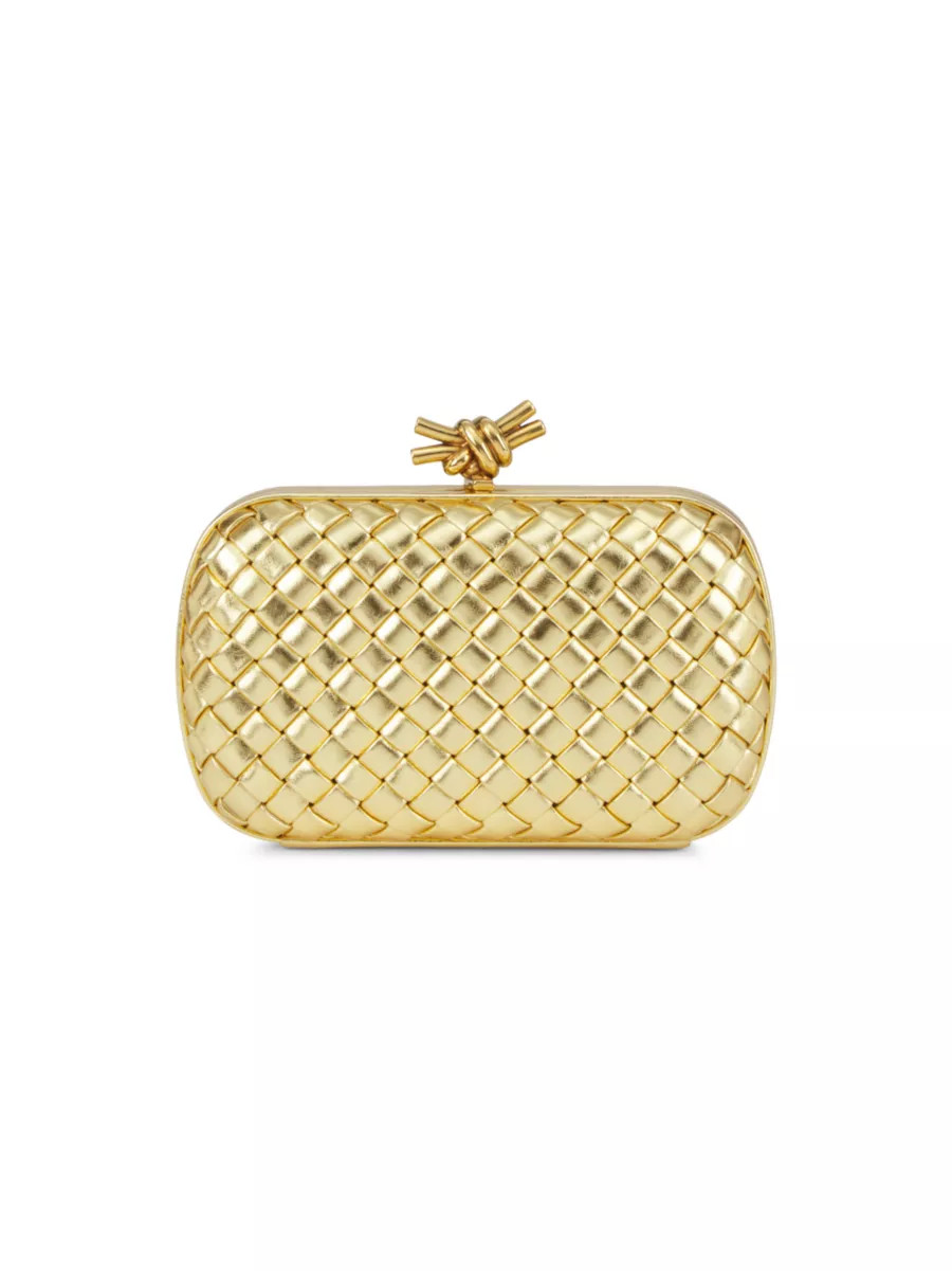 Intrecciato Metallic Leather Knot Clutch | Saks Fifth Avenue