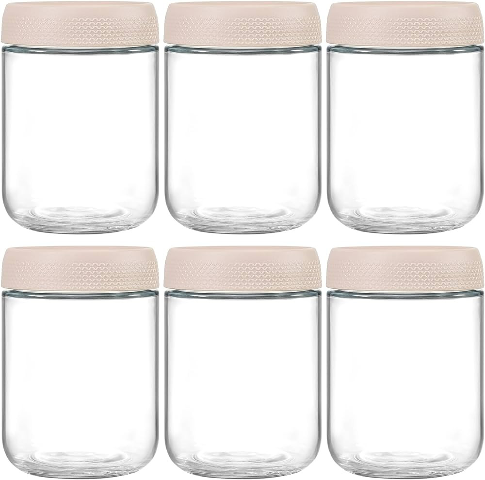 NETANY 6-pack 16oz Glass jars with Airtight Lids, Overnight Oats Containers with Lids, Wide mouth... | Amazon (US)