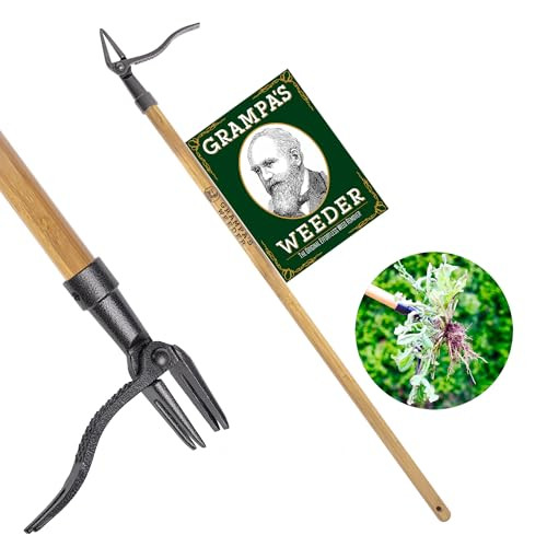 Grampa's Weeder - The Original Stand Up Weed Puller Tool with Long Handle - Made with Real Bamboo & 4-Claw Steel Head Design - Easily Remove Weeds Without Bending, Pulling, or Kneeling. | Amazon (US)