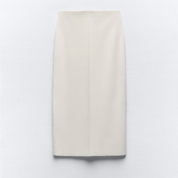 Zara Soft Midi Skirt Light Ecru | Poshmark