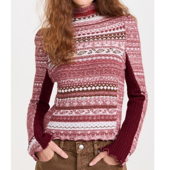 Free People 'Bali Juniper' Turtleneck Sweater, Rhubarb Combo | Poshmark