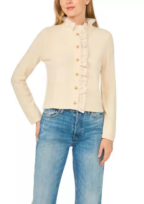 Women's Long Sleeve Ruffle Trim Cardigan | Belk