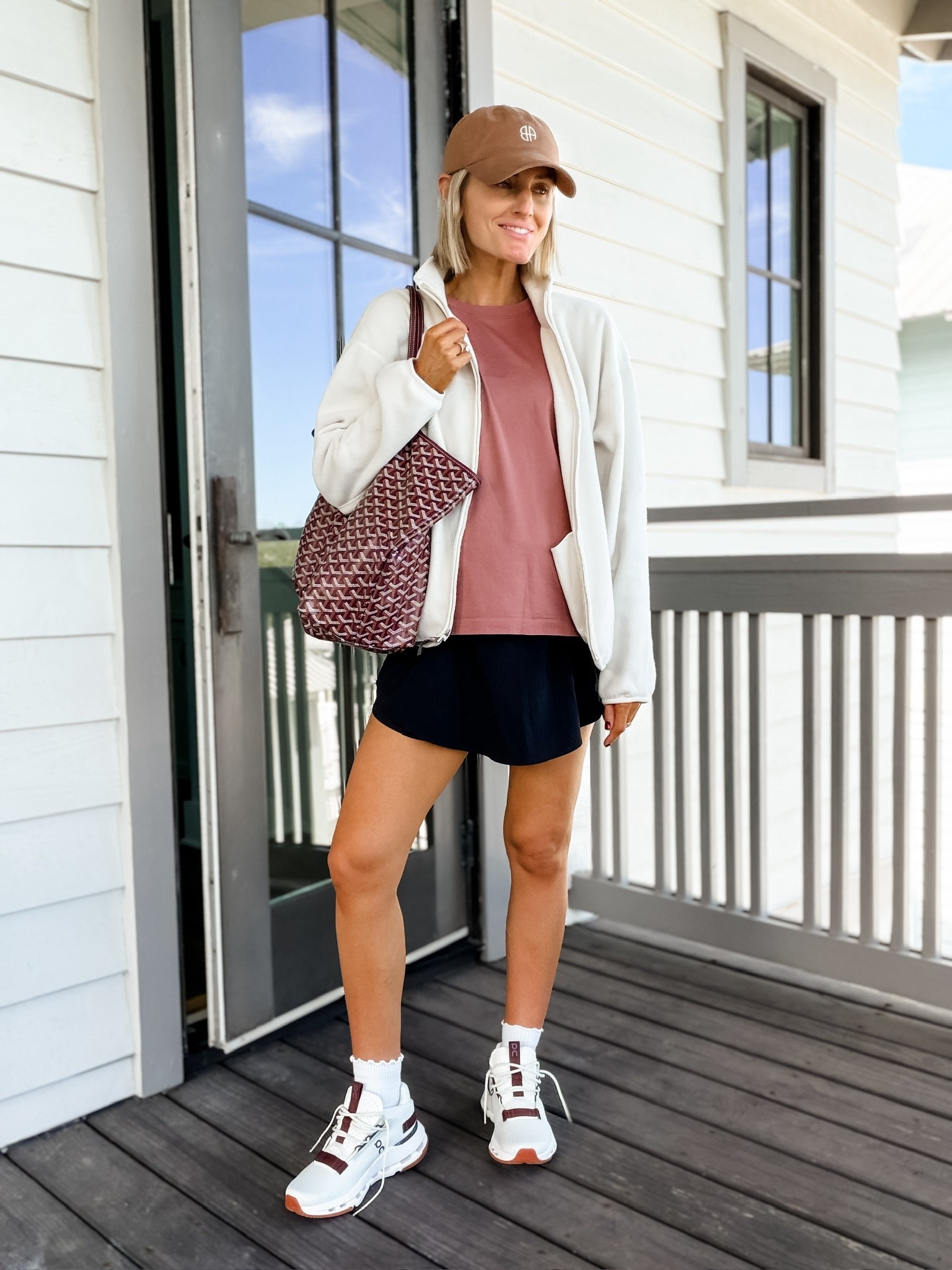 This cream fleece jacket is the perfect layer as the weather has been chillier in the mornings! I love this rose colored long sleeve, and this black skort has been comfortable with the bump! Wearing S in jacket & S in skort! Wearing 6 in the long sleeve!

Loverly Grey, lululemon, athleisure, activewear, skort, fleece jacket, running errands outfit, long sleeve tee

#LTKActive #LTKStyleTip