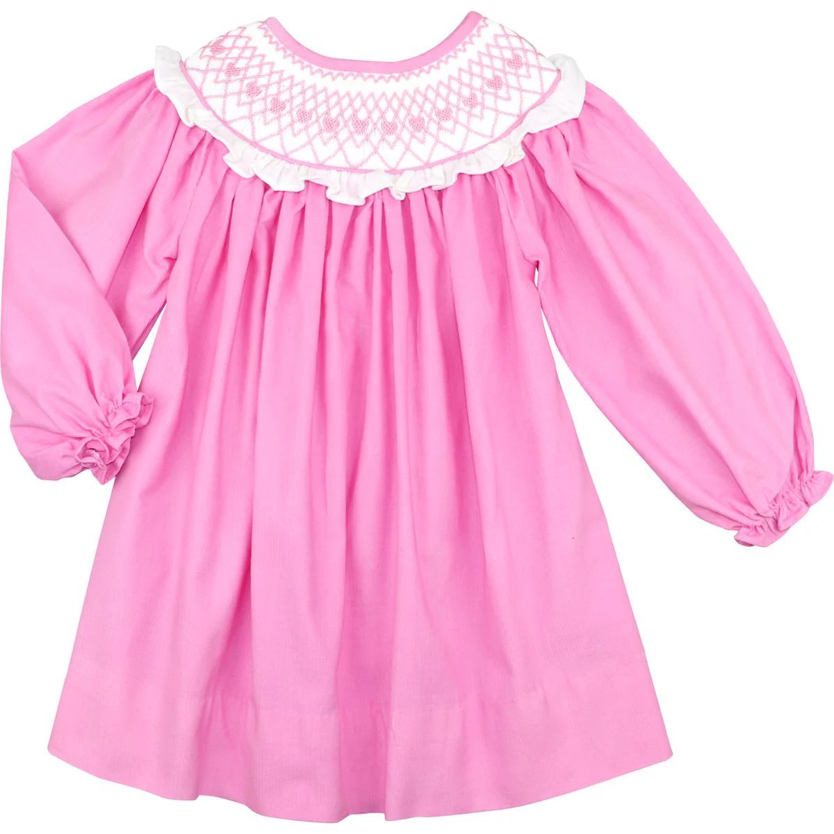 Pink Corduroy Smocked Hearts Dress | Eliza James Kids