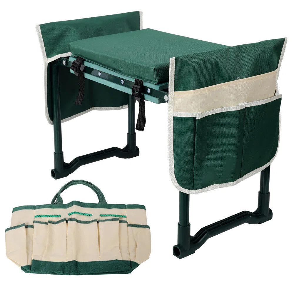Foldable Garden Kneeler and Seat with Extra Cushion & 2 Tool Pouches for Gardening Lovers | Wayfair North America