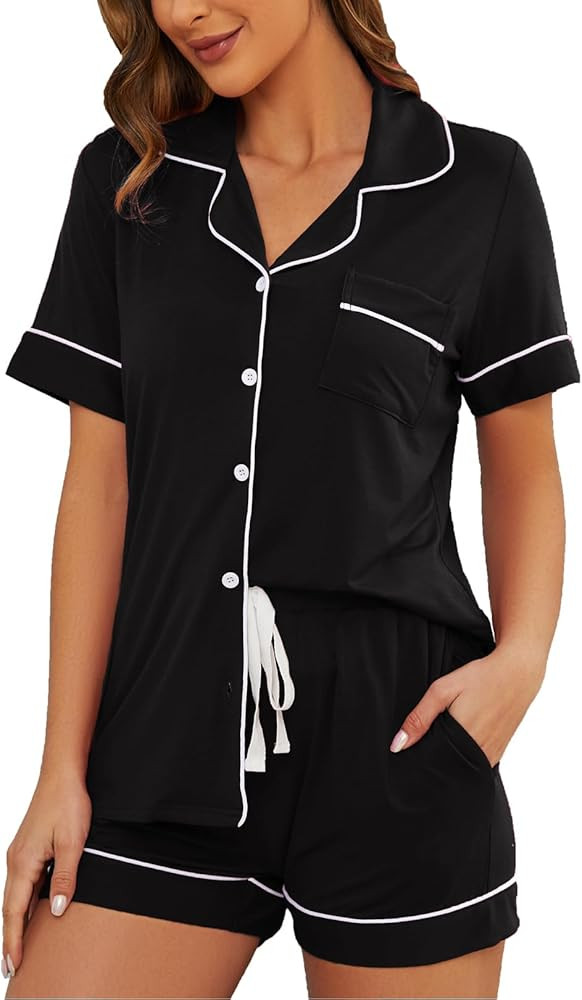 Pajama Set For Women Long Sleeve Button Down Sleepwear Soft and Comfy Lounge Set S-XXL | Amazon (US)