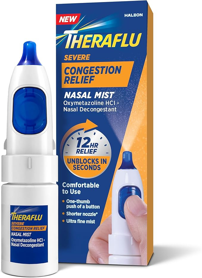 Theraflu Severe Congestion Relief Nasal Mist, Oxymetazoline HCI 0.05% Nasal Decongestant, 12 Hour... | Amazon (US)