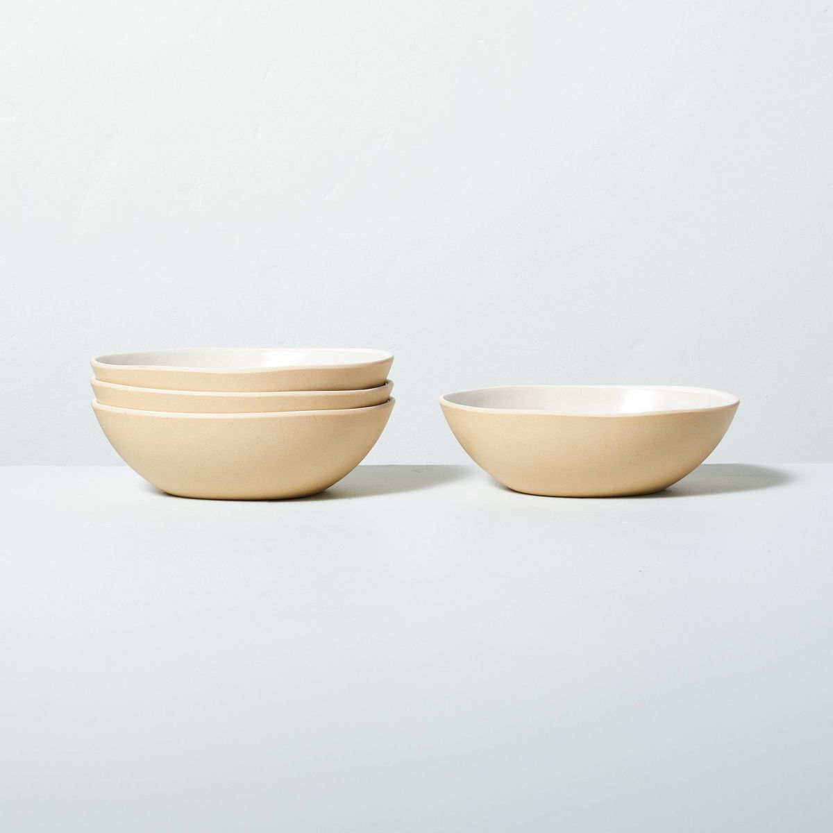 4pk 23oz Tonal Bamboo-Melamine Bowl Set Natural/Cream - Hearth & Hand™ with Magnolia | Target