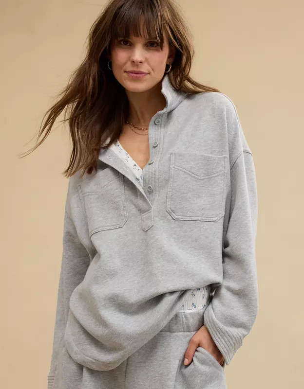 Aerie Popover Polo Sweatshirt | American Eagle Outfitters (US & CA)