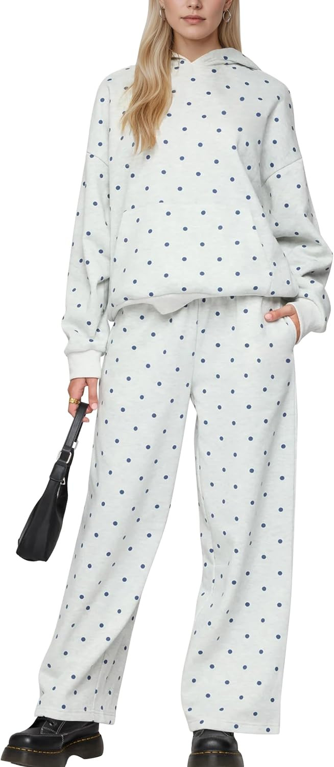 Lauweion Polka Dot Set-Womens Oversized Hoodie and Wide Leg Sweatpants | Amazon (US)