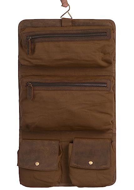 KOMALC Genuine Buffalo Leather Hanging Toiletry Bag Travel Dopp Kit … (Distressed Tan) | Amazon (US)