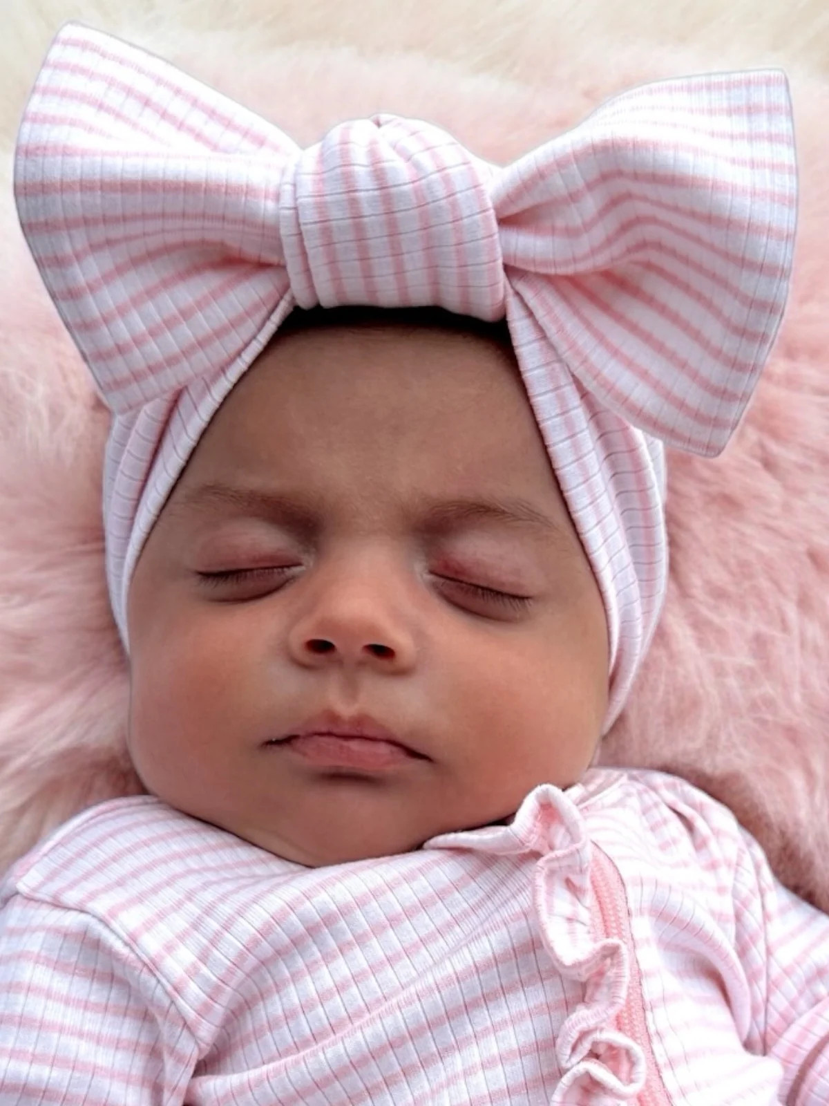 Pink Stripe / Organic Ribbed Bow | SpearmintLOVE