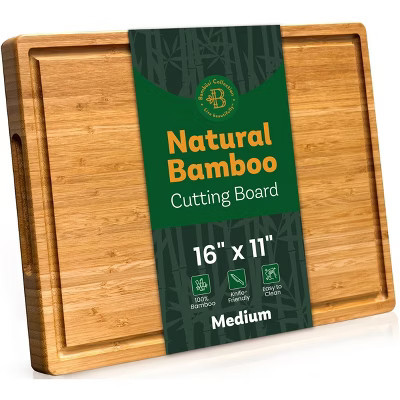 Wooden Cutting Board -  16 x 11" Bamboo Cutting Board for Kitchen, Meal Prep & Serving, Charcuterie - Wood Chopping Board with Juice Groove & Handles | Target