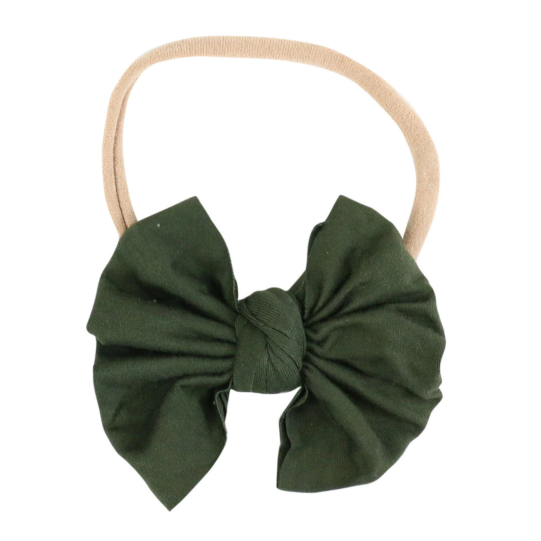 Solid Olive Knit Bow Headband | Caden Lane