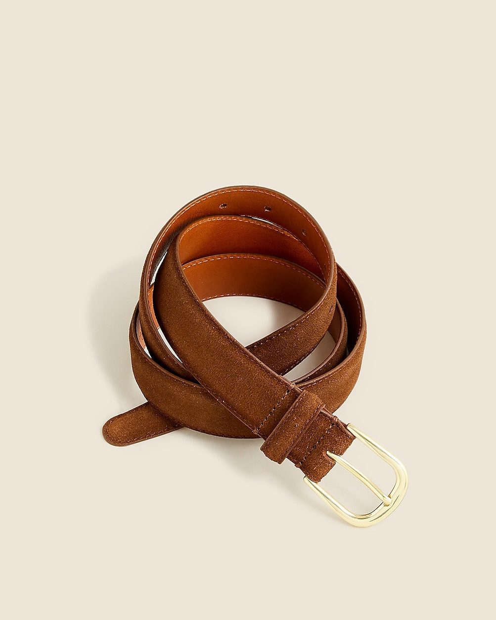 Italian suede and leather round-buckle dress belt | J. Crew US