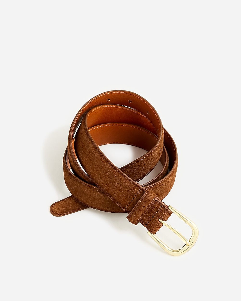 Italian suede and leather round-buckle dress belt | J.Crew US