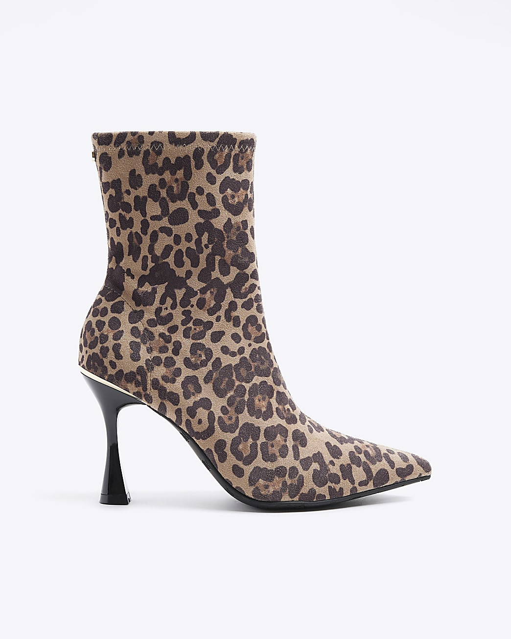 Beige leopard print heeled ankle boots | River Island (UK & IE)