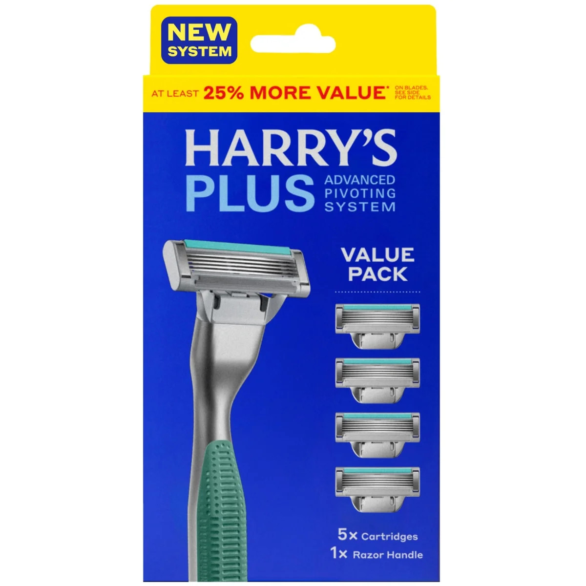 Harry's Plus Shaving Razor for Men with 5 Razor Blade Refill Cartridges, Moss Green | Walmart (US)