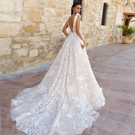 Boho Wedding Dress Lace Bridal Dress Tulle Wedding Dress | Etsy | Etsy (US)