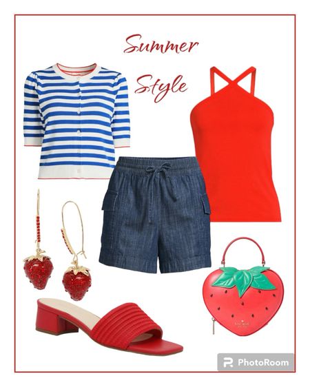 Walmart clothing from Free Assembly. Cute bag and red sandals. 

#walmartoutfit
#summerfashion
#jeanshorts

#LTKitbag #LTKshoecrush #LTKstyletip