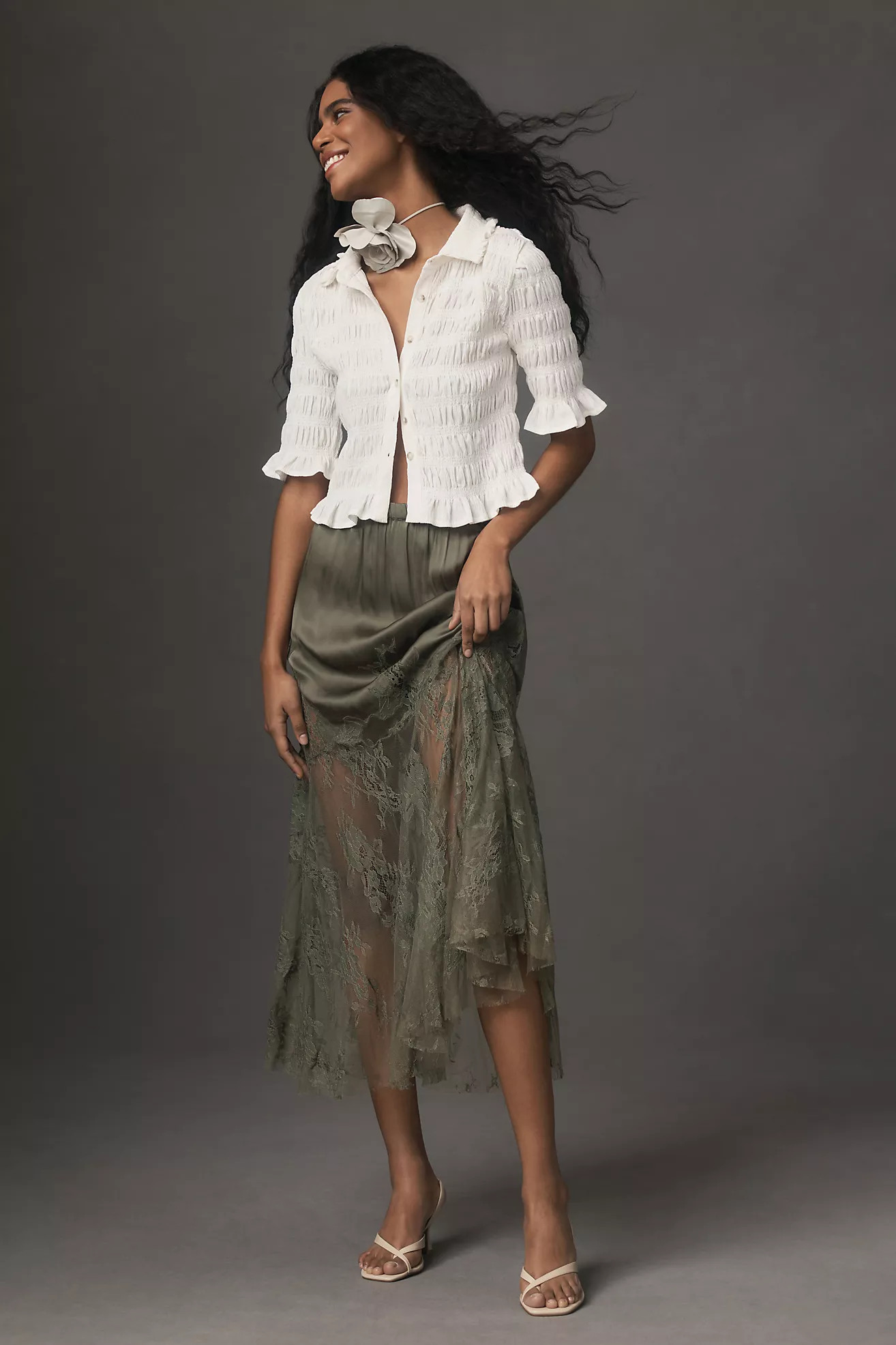 Maeve Smocked Button-Front Top | Anthropologie (US)