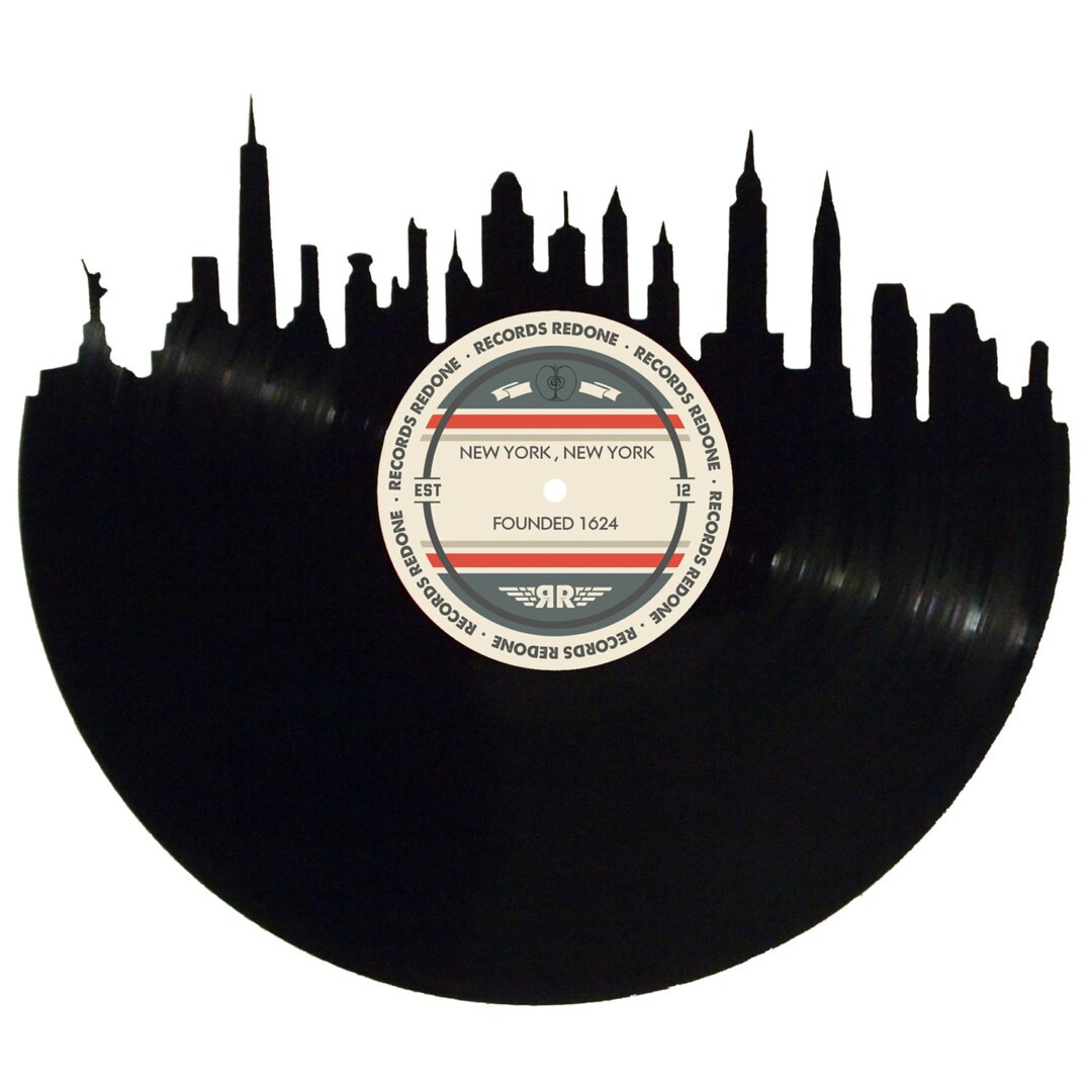 New York City Skyline Records Redone Label Vinyl Record Art Unique Gift Birthday Holiday Christma... | Etsy (US)