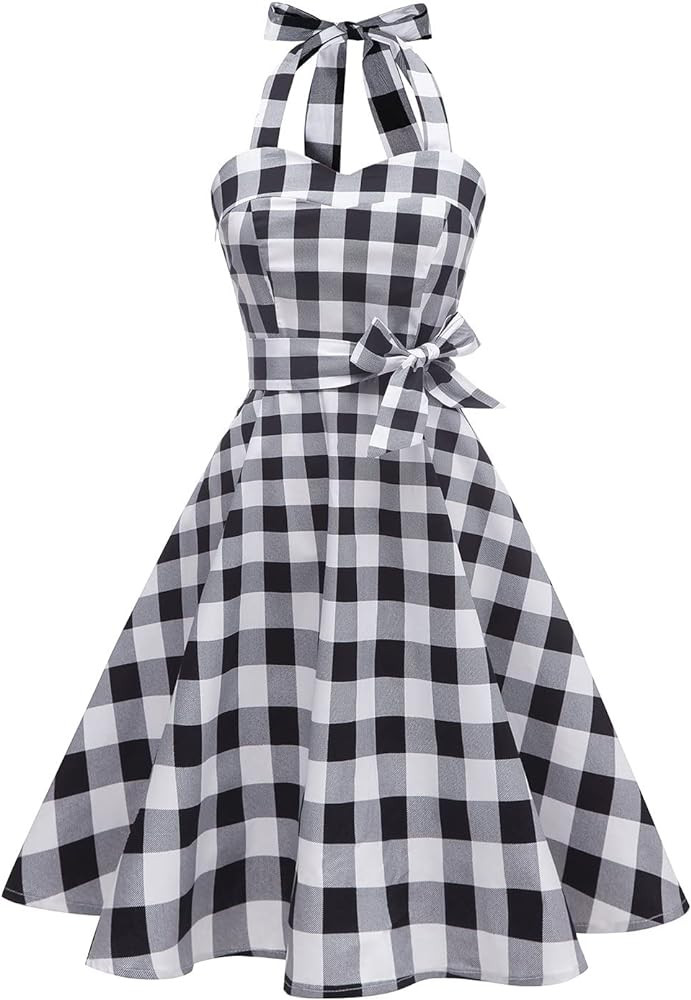 Topdress Women'sVintage Polka Audrey Dress 1950s Halter Retro Cocktail Dress | Amazon (US)