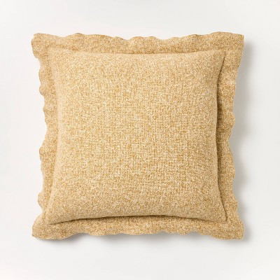 Oversized Heather Square Throw Pillow Dark Tan/Cream - Threshold™ designed with Studio McGee | Target
