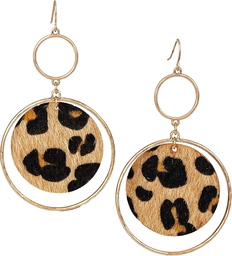 Trendy Leopard Snake Animal Print Boutique Statement Earrings Jewelry Hoop for Women | Amazon (US)