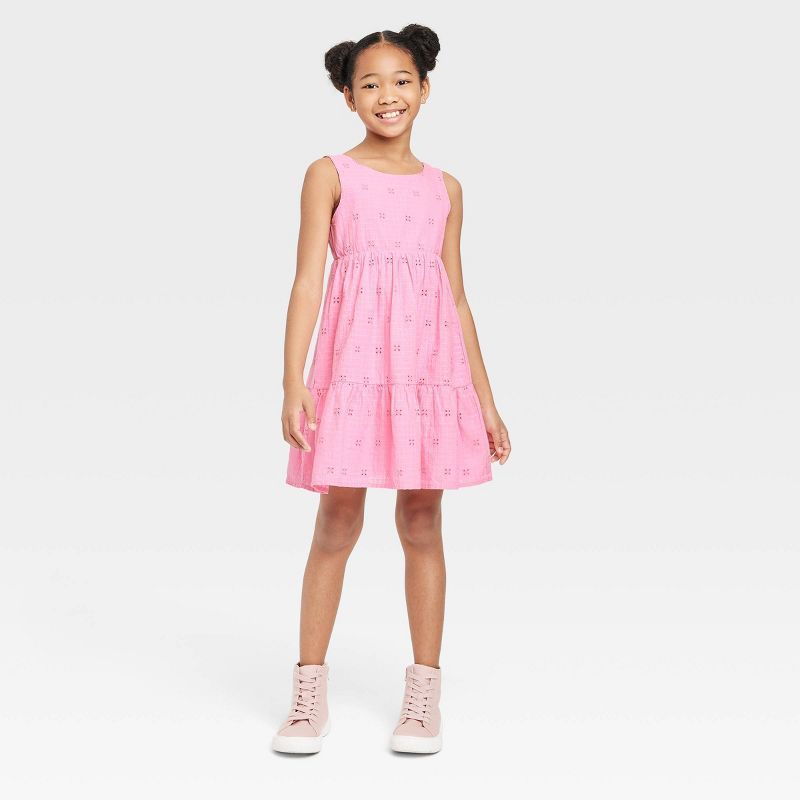 Girls' Sleeveless Eyelet Tiered Dress - Cat & Jack™ | Target