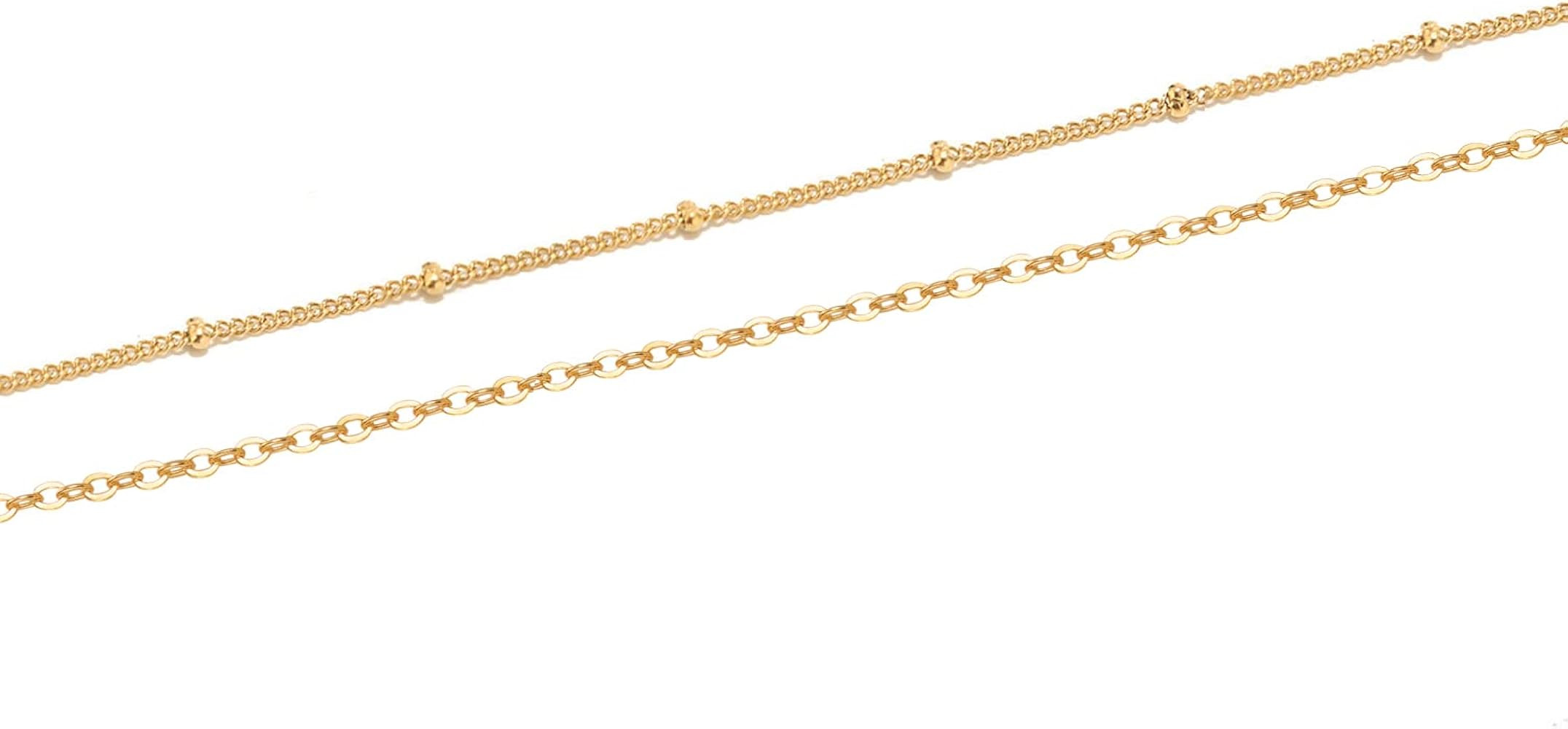 Womens Dainty Gold Chain Bracelet,Simple Layered Chain Bracelets,Beaded Turquoise Bracelet,Charm ... | Amazon (US)