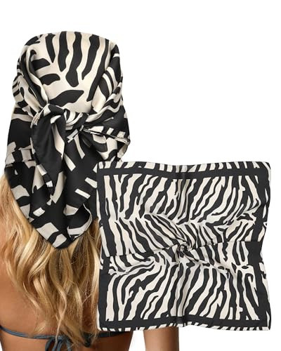 CHLINS 27.5 Inches Satin Head Scarf Bandana for Women Silk Hair Scarf for Hair & Neck, Girls' Square Scarf Wrap, Zebra Print | Amazon (US)