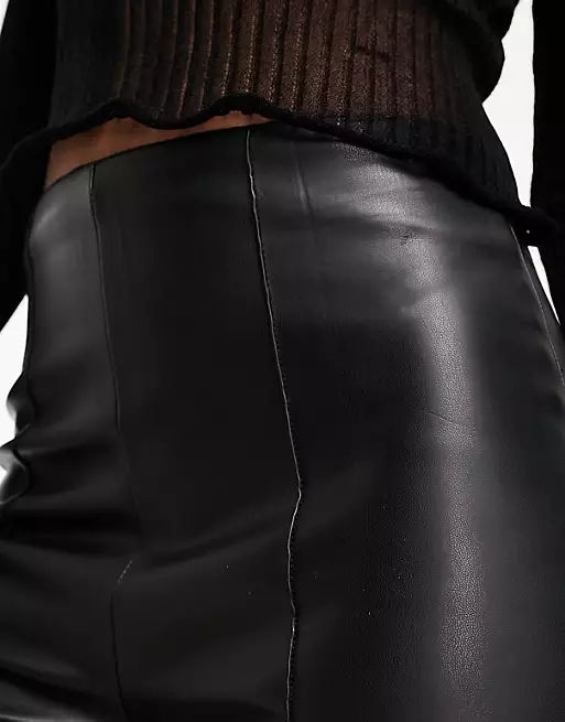 ASOS DESIGN stretch faux leather cigarette pant in black | ASOS (Global)