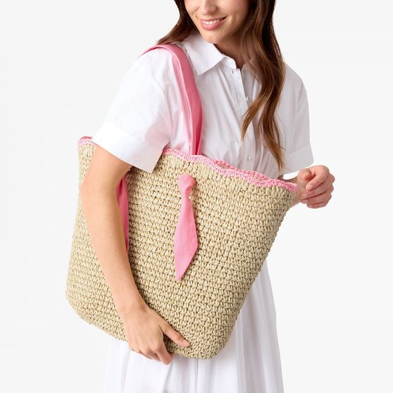 Ribbon Scalloped Raffia Tote | Mark and Graham