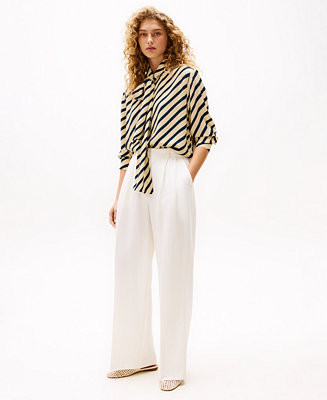 Tommy Hilfiger x Sofia Richie Grainge Women's Fluid Brenton Striped Tie-Neck Shirt - Macy's | Macy's