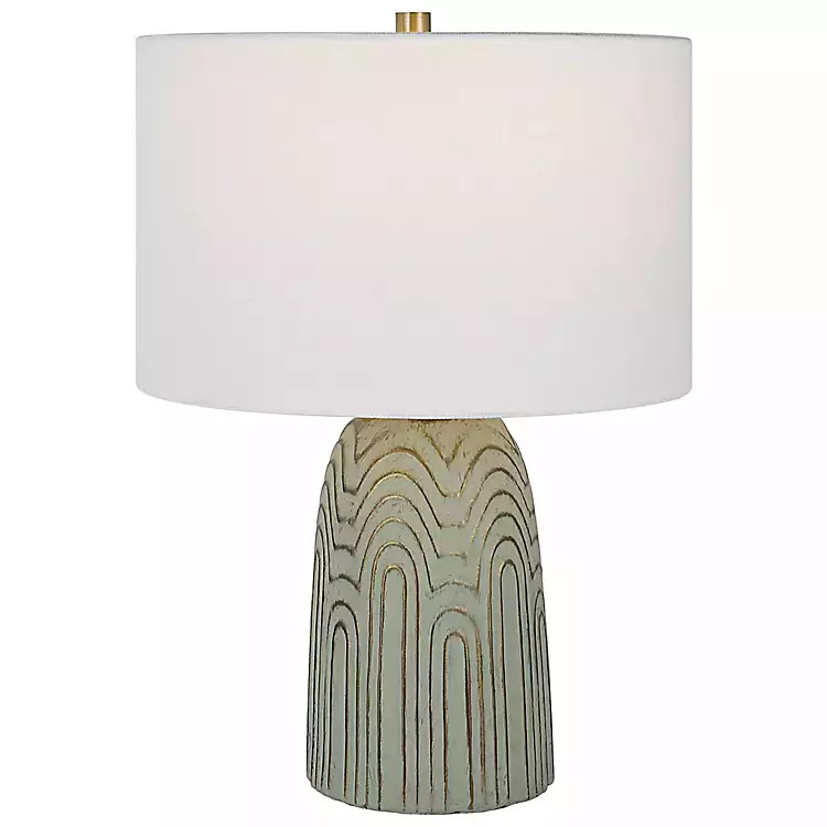 Green and Gold Embossed Ceramic Table Lamp | Kirkland's Home