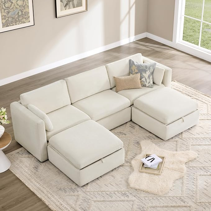 CHITA 112" Modular Sectional Sofa, 5 Seat Modular Couch, Linen | Oversized Modular Sectional Sofa... | Amazon (US)