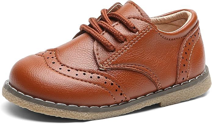 DADAWEN Boy's Girl's Classic Lace-Up School Uniform Oxford Comfort Dress Shoes Loafer Flats (Todd... | Amazon (US)